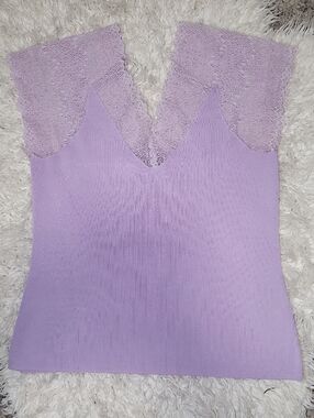 Nicole Miller Lavender Lace V-Neck Camisole